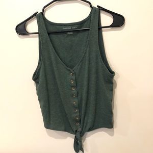 Green American Eagle tank with tie front